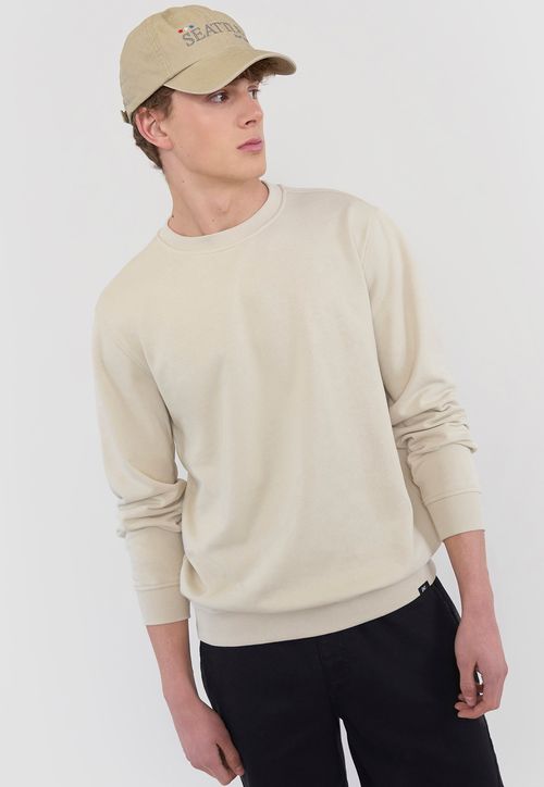 Polerón Hombre R-Neck Liso Ecru