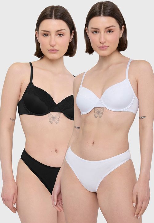Sostén Mujer Bipack Liso + Liso Copa C Negro- Blanco