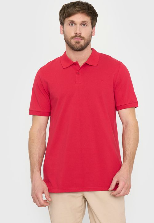 Polera Hombre Lisa Piqué Rojo M/C
