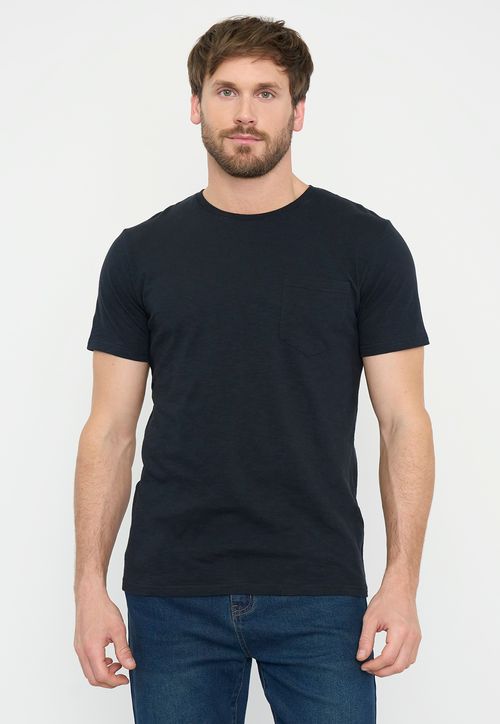 Polera Hombre Slub Pocket Negro