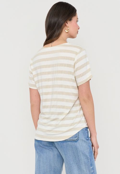 Polera Mujer Lineas Lurex Ecru Lineas