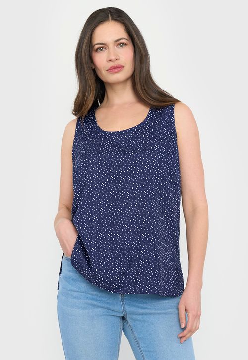 Blusa Mujer Sin Mangas Cuello Redondo Navy Print