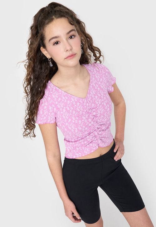 Polera Niña Teen MC Rib Full Morado