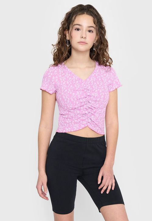 Polera Niña Teen MC Rib Full Morado