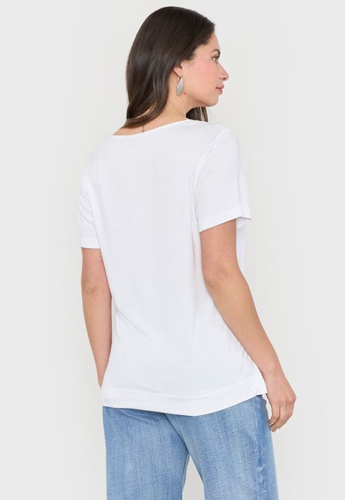 Polera Mujer Cinta Brillos Blanco