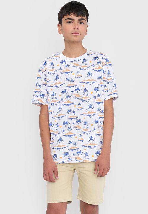 Polera Niño Teen MC Full Blanco