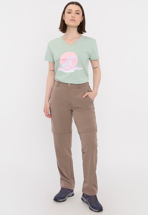 Pantalón Outdoor Mujer Taupe Desmontable