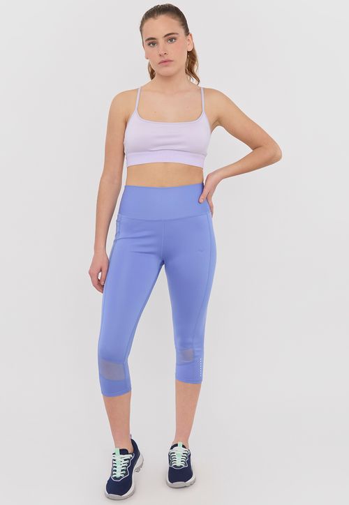 Calza Deportiva Mujer Crop Malla Celeste