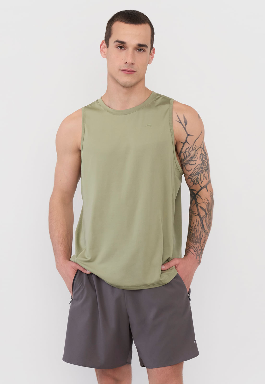 Polera Hombre Deportiva Tank Poliéster Verde
