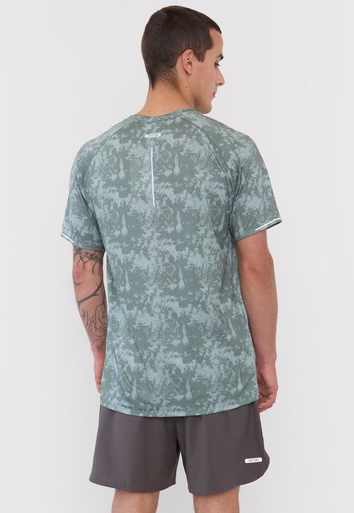 Polera Hombre Deportiva Full Print Mesh Verde