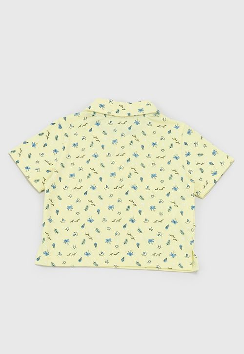 Polera Bebe Niño Cuello Botones Amarillo