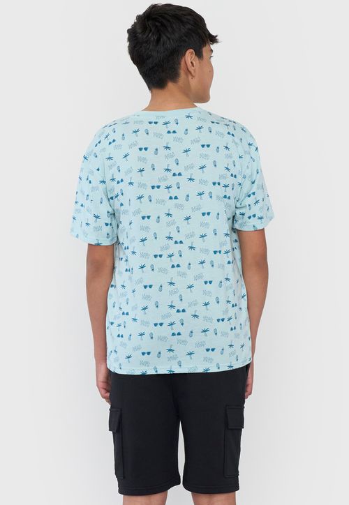 Polera Niño Teen Manga Corta Full Bolsillo Aqua