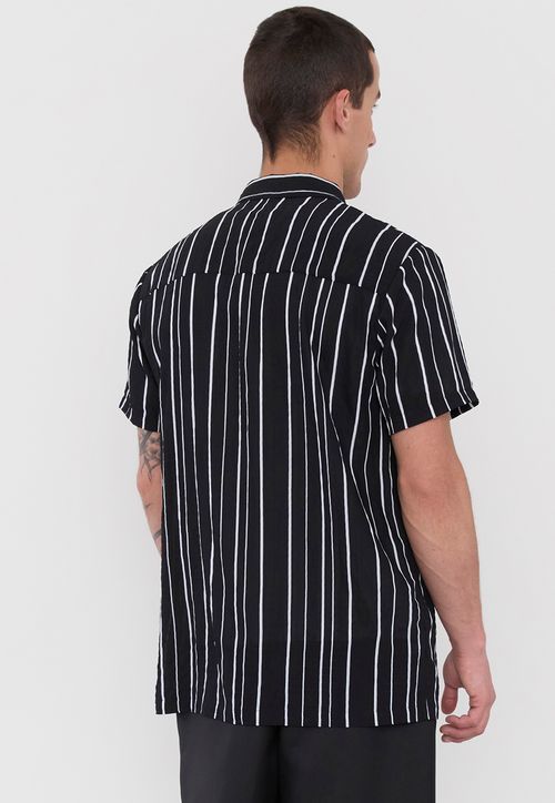 Guayabera Hombre Night Print Líneas Negro