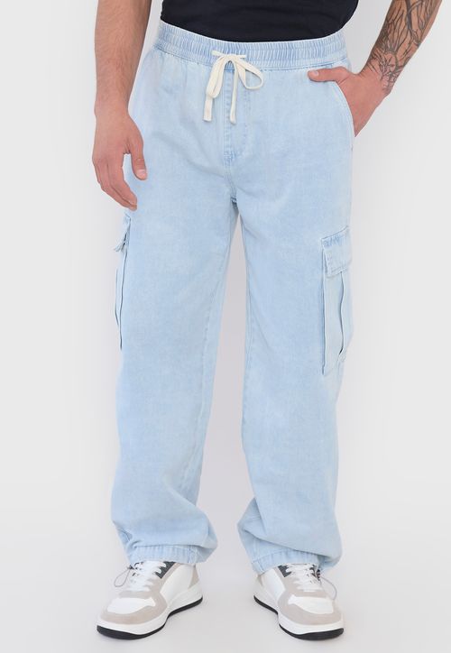 Jeans Hombre Parachute Fit Cargo Azul Claro