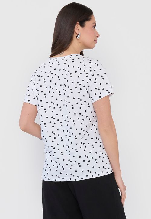 Polera Mujer Manga Corta Focal Print Flores Puntos