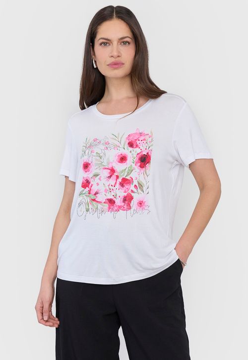 Polera Mujer Focal Print Tachas Blanco Focal Print
