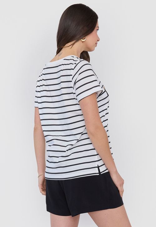 Polera Mujer Manga Corta Focal Print Rayas