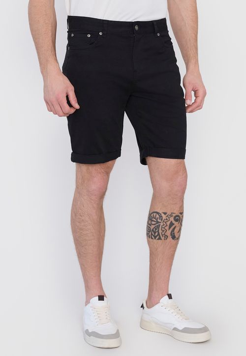 Bermuda Hombre Roll Up Negro Liso