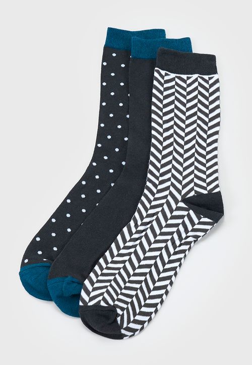 Calcetines Hombre Tripack Mix Navy Print
