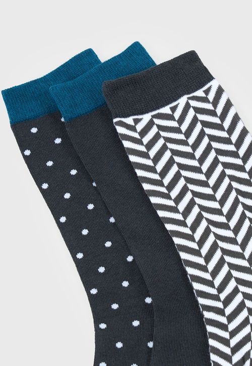 Calcetines Hombre Tripack Mix Navy Print