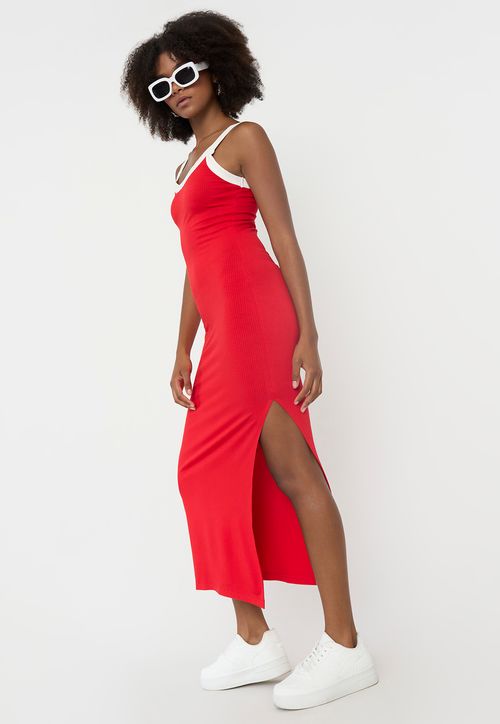 Vestido Mujer Largo Básico Rojo