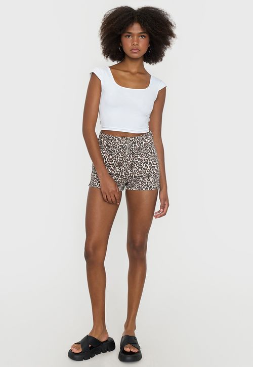 Short Mujer Full Animal Print Café