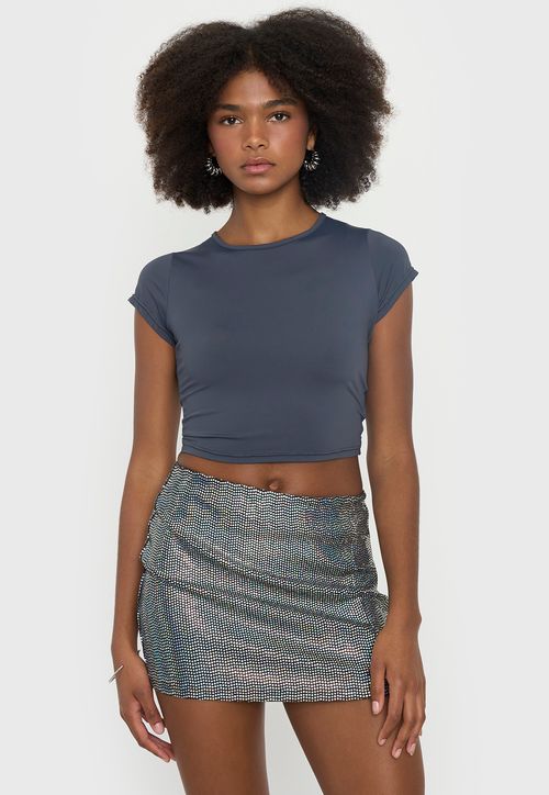 Polera Mujer M/C Sin Espalda Gris