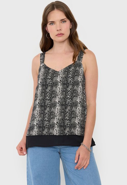 Blusa Mujer Pabilo Grueso Print Pitón Negro