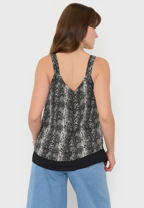 Blusa Mujer Pabilo Grueso Print Pitón Negro