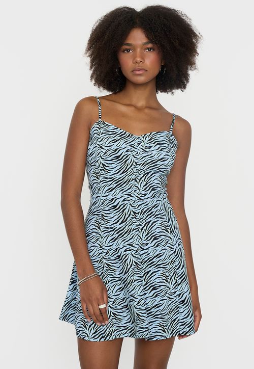Vestido Mujer Print Cebra Celeste