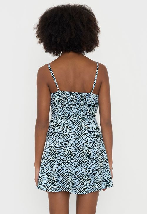 Vestido Mujer Print Cebra Celeste