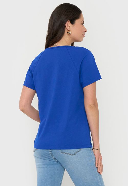 Polera Mujer Escote Macramé Azul