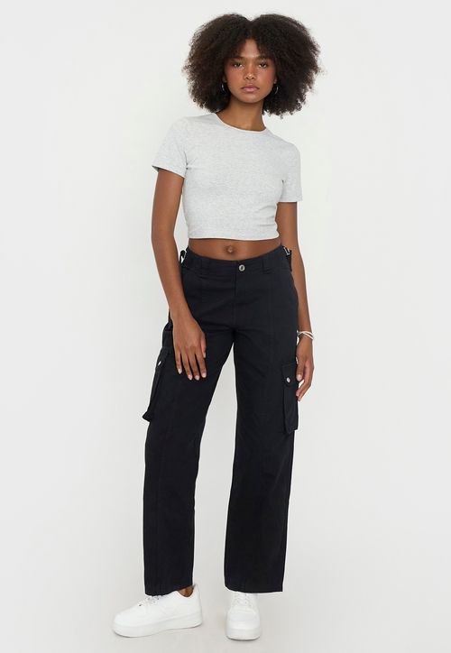 Pantalón Mujer Cargo Ajustable Negro