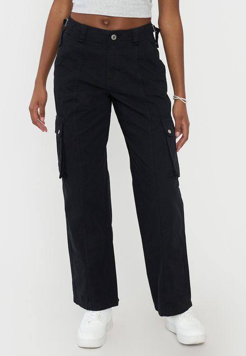 Pantalón Mujer Cargo Ajustable Negro