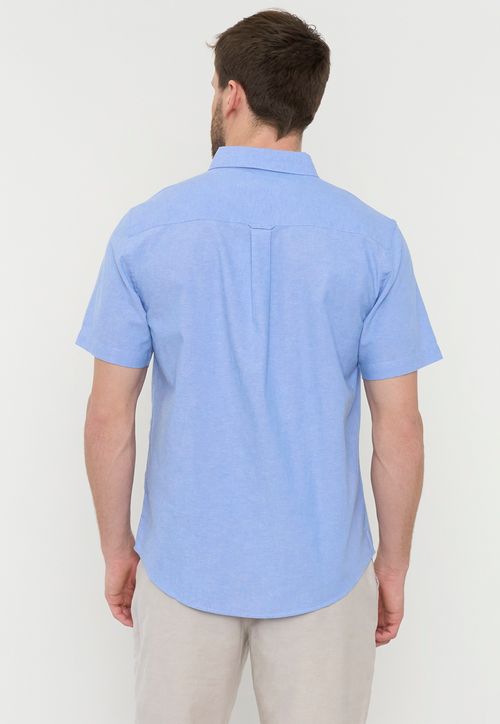 Camisa Hombre Oxford Manga Corta Azul