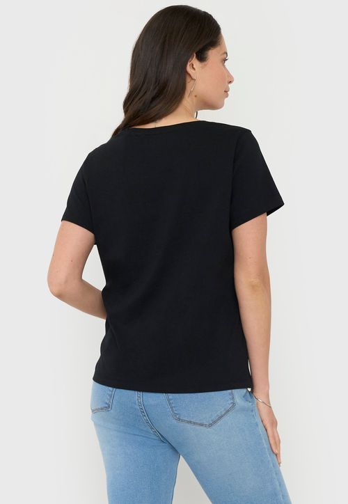 Polera Mujer Focal Print M/C Negro