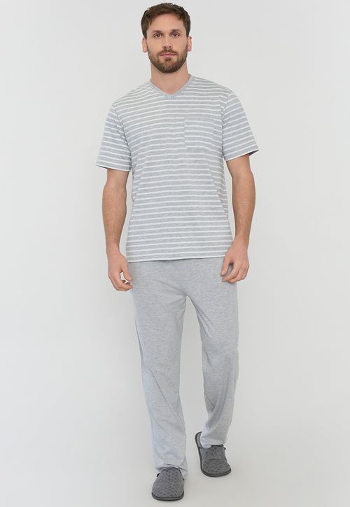 Pijama Hombre Vneck Gris Claro