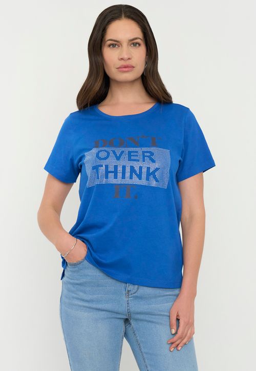 Polera Mujer M/C Focal Print Azul