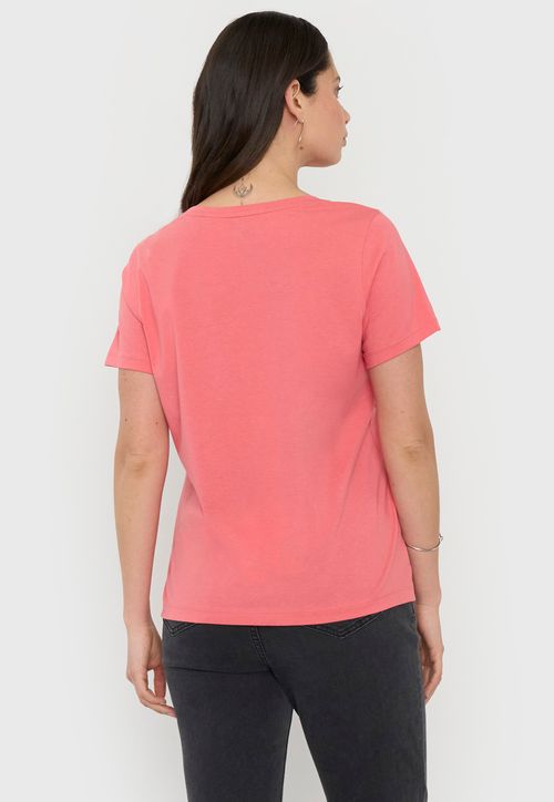 Polera Mujer M/C Focal Print Coral