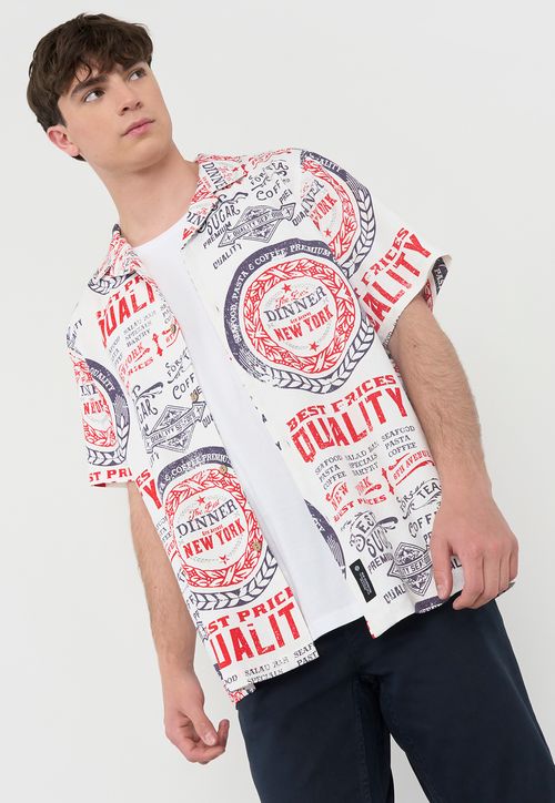 Guayabera Hombre Viscosa Lino Blanco