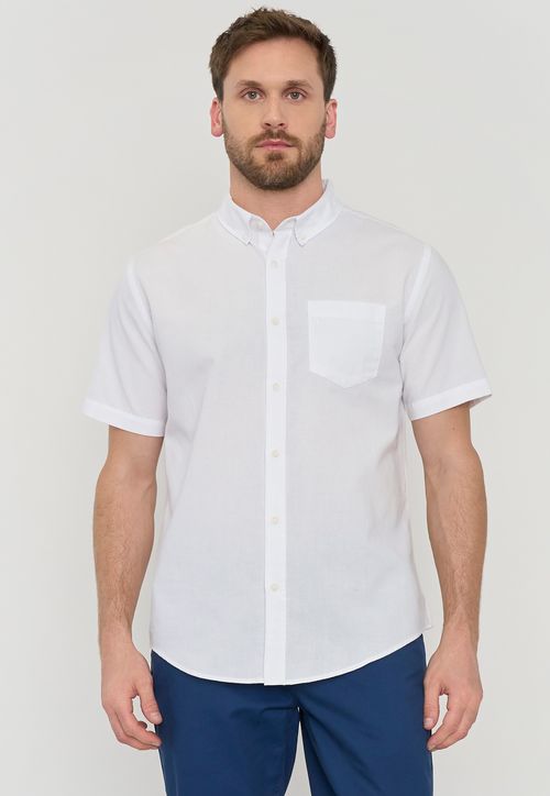 Camisa Hombre Oxford Manga Corta Blanco