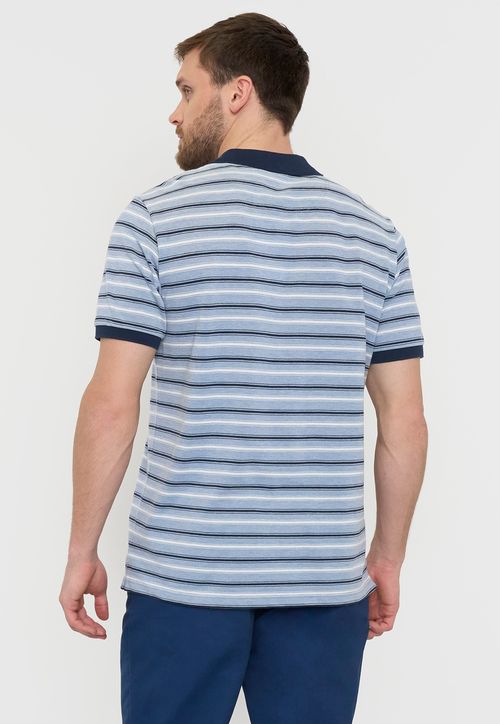 Polera Hombre Piqué Rayas Azul