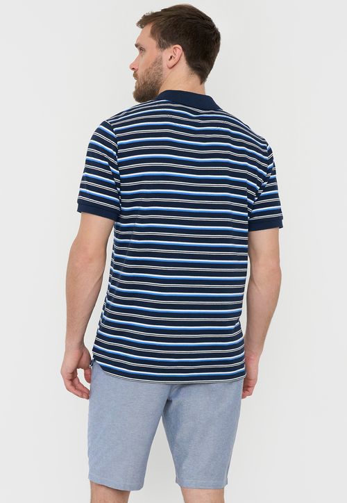 Polera Hombre Piqué Rayas Navy