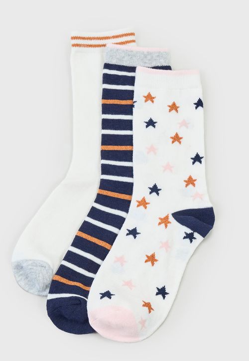 Calcetines Mujer Tripack Largos Mix Blanco/Navy