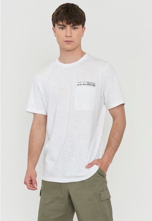 Polera Hombre Fun Bolsillo Blanco