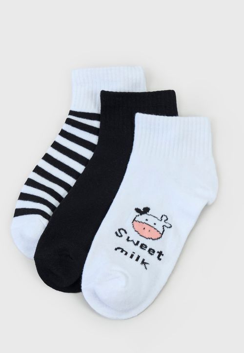 Calcetines Mujer Tripack Cortos Mix NegroBlanco