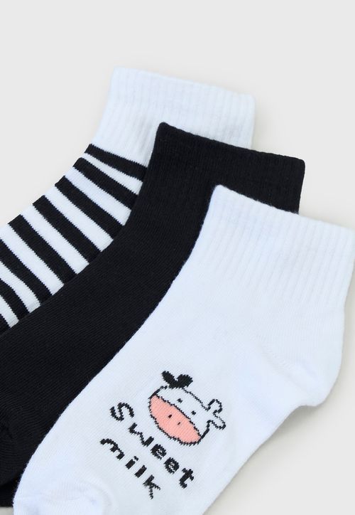 Calcetines Mujer Tripack Cortos Mix NegroBlanco