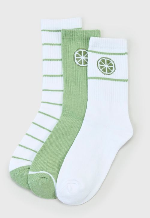 Calcetines Mujer Tripack Largos Mix Blanco/Verde