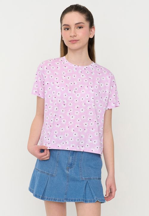 Polera Niña Teen Manga Corta Full Lila