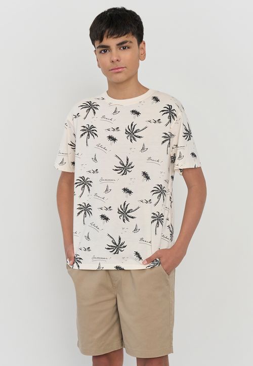 Polera Niño Teen Manga Corta Full Texto Crudo